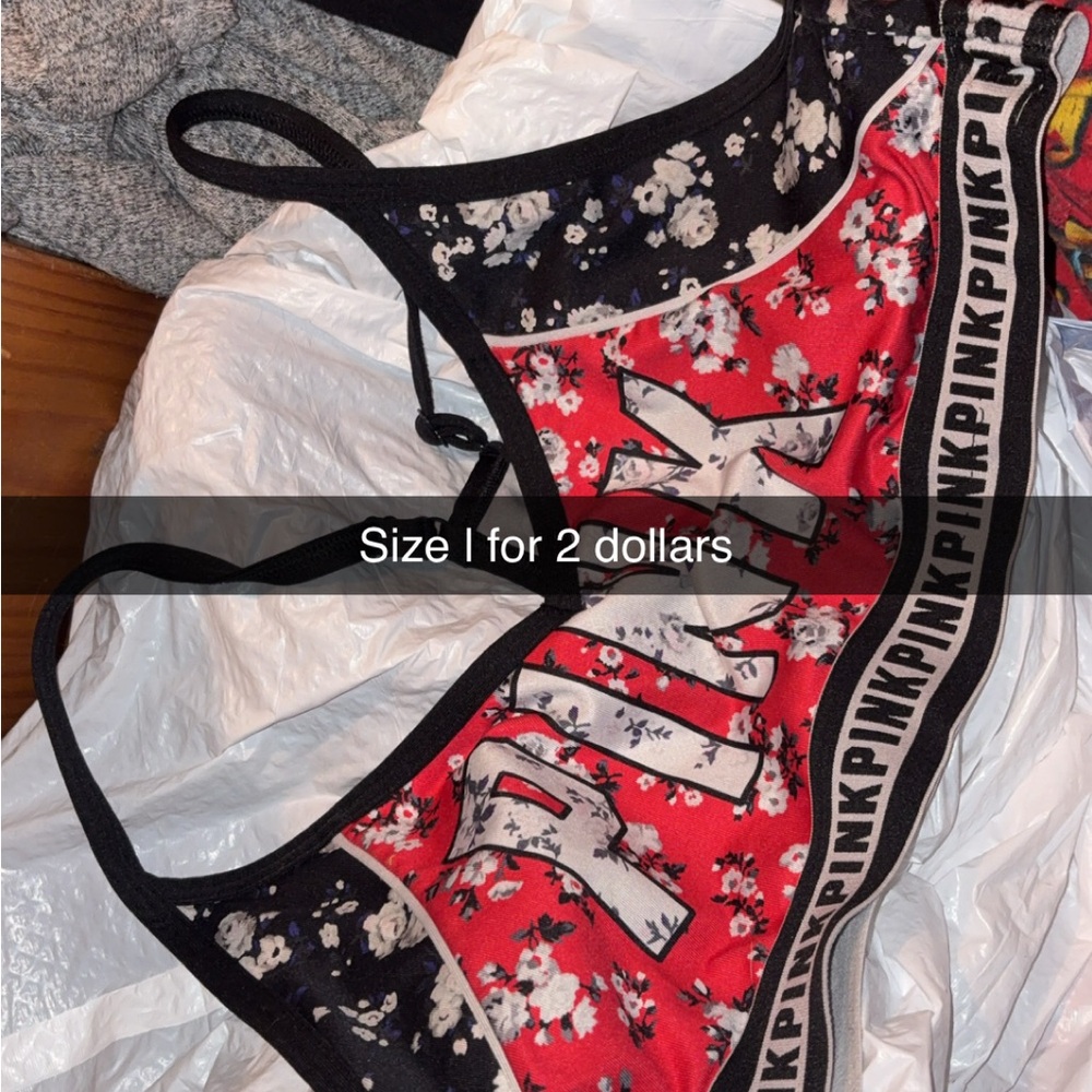 PINK Victoria's Secret Red Floral Bra